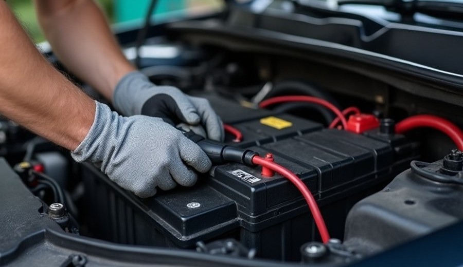 Midland mobile mechanic checking battery connections